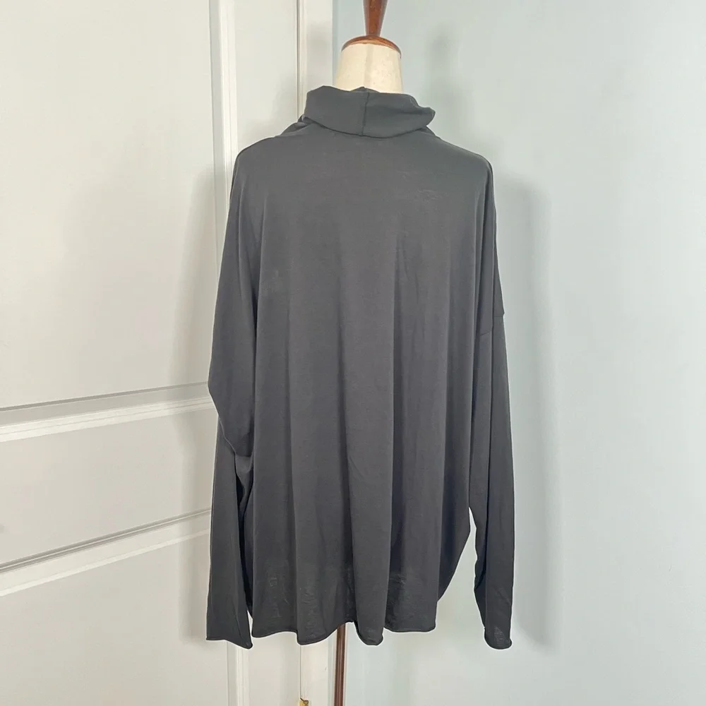 Eskandar black 100% prima cotton turtleneck top - Picture 9 of 11